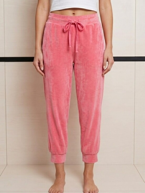 Anthropologie Pants - Anthropologie Saturday Sunday Pink Velor Jogger Pants Large Barbie Barbiecore
